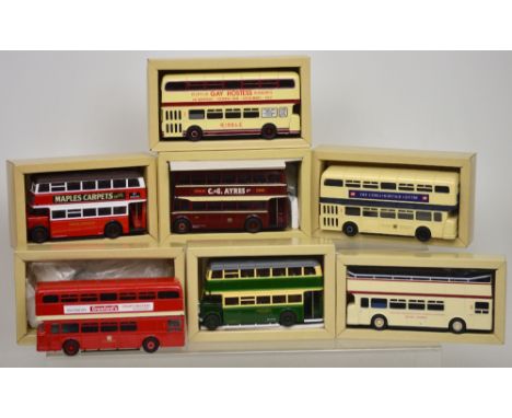 Corgi Classics; seven boxed diecast model buses including 97233 'Leyland Atlantean Open-Top', 97857 'Bristol K Utility', 9720