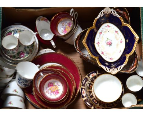 A quantity of part tea services to include Royal Crown Derby Imari, 2451, five cups and saucers and six side plates, Royal Cr