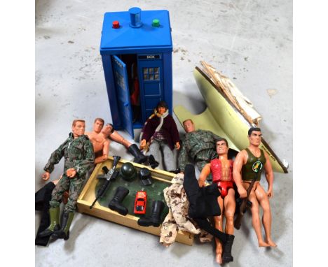 A Denys Fisher boxed Doctor Who Tardis c1976 with a Tom Baker Doctor articulated action figure, a Star of Birkenhead model po