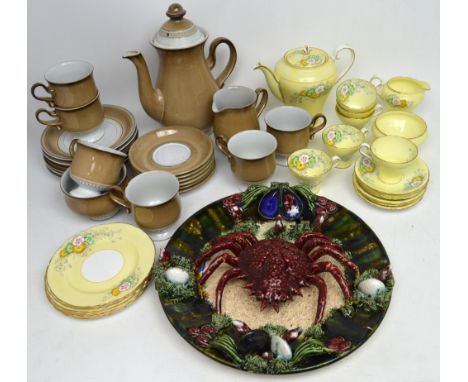 A mixed quantity of ceramics to include a Denby Stoneware brown and white coffee service, an Aynsley part tea service, yellow