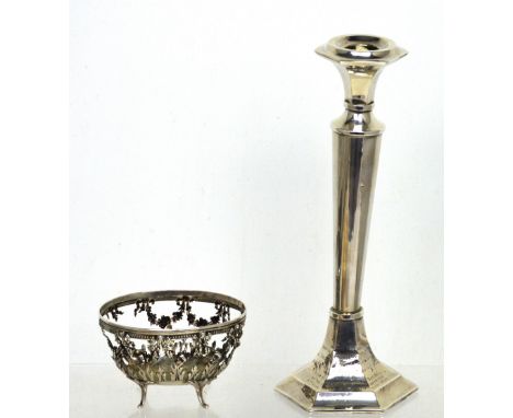 A George VI hallmarked silver candlestick inscribed 'Presented by the Wardens' Committee and Committee Members of the Liverpo