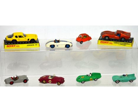 Dinky Toys 221 'Corvette Stingray', Corgi Toys 233 'Economy Car', Dinky Toys 133 'Cunningham C-5R Road Racer', 105 'Triumph T