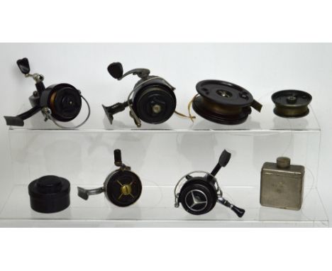 A collection of fishing reels to include a Garcia Mitchell 308, A K P Morritt's 'Intrepid Supreme', an Allcock 'Aerialite', a