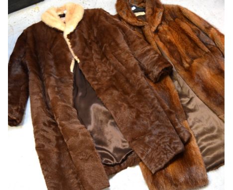 Two vintage fur coats to include a musquash example (2).