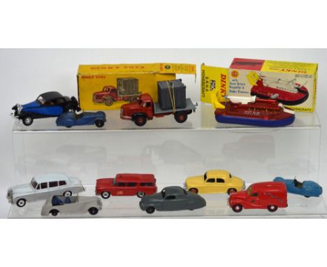 A French Dinky Toys 34B 'Plateau Berliet avec Container' in original box, Dinky Toys 290 'S.R.N.6 Hovercraft', also in origin