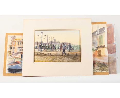 Tony Herbert (1927-2024)
Figures on the Promenade, Venice, signed, watercolour, 21 x 30cm, and 13 further Venetian scenes, on