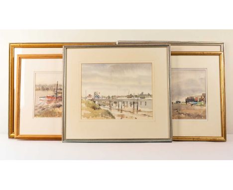 Tony Herbert (1927-2024)
'Aldeburgh Beach', signed, watercolour, 24 x 31cm, and four further to include 'River Blyth, Southwo