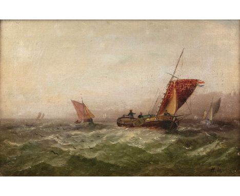 M* H* (19th century)
Fishing vessels at sea, signed with initials, oil on canvas, 19 x 29.5cmNew photos added. Thank you.