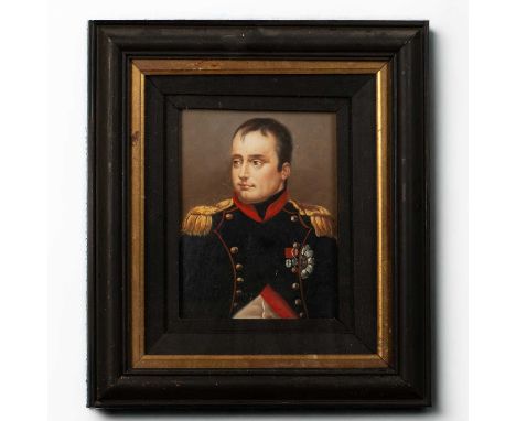 Manner of Jacques Louis David
Portrait of Napoleon, oil on board, 21 x 16cmThere are a couple of light scuff and splash marks