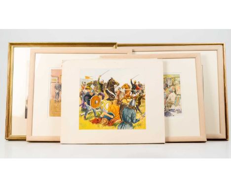Tony Herbert (1927-2024)
'The Art Class', signed, watercolour; 'At The Exhibition', signed, 20 x 25cm, both framed, and 29 fu