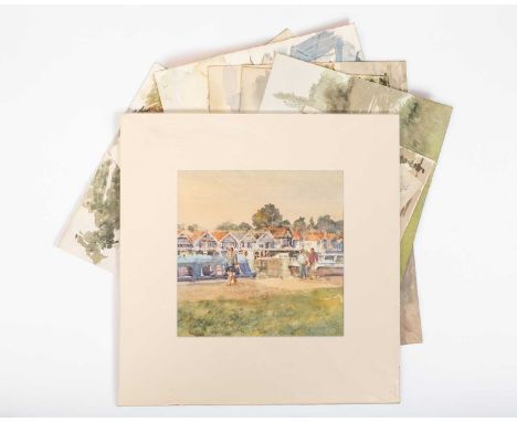 Tony Herbert (1927-2024)
'Henley Boat Houses', watercolour, 22 x 22cm, together with 21 further Thames scenes, to include Ric
