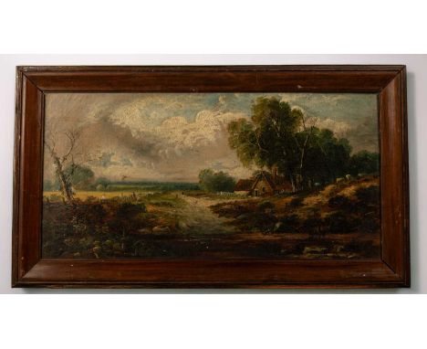 J. McIntyre
Landscape with mounted figure passing a watermill, signed, oil on canvas, 29 x 59.5cm