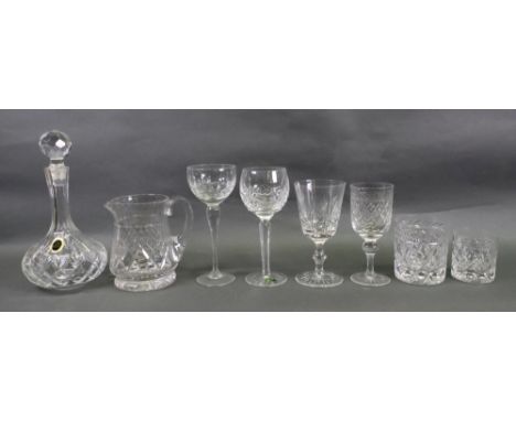 A pair of Waterford cut pattern hock glasses, a pair of Edinburgh cut pattern wine glasses, fourteen other cut pattern drinki