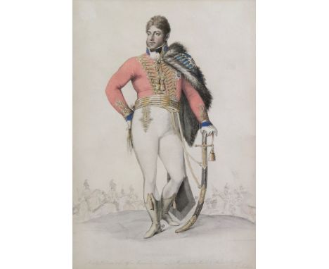 A hand coloured engraving of The Prince Regent, 40.5 x 27.5cm, two engravings of Prince Albert and a print of Edward VIII (4)