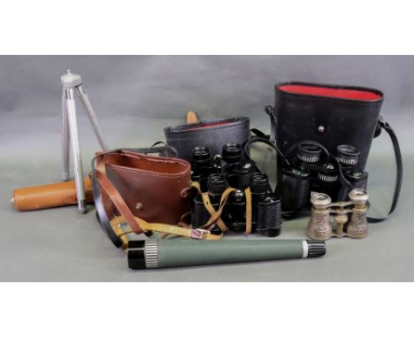 A pair of Carl Zeiss Jena Jenoptem 8x30 binoculars, pair of Prinzlux 8x30 binoculars, pair of H.V. Clement Paris 8x25 binocul
