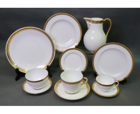 An extensive matched Wedgwood, Copeland Spode and Cauldon breakfast, tea and coffee service, gilt and black Greek key pattern