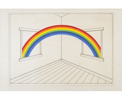 PATRICK HUGHES (1939) ARTIST PROOF, SIGNED LIMITED EDITION SCREEN PRINT AND GOUACHE 'Rainbow coming in' An edition of 75, thi