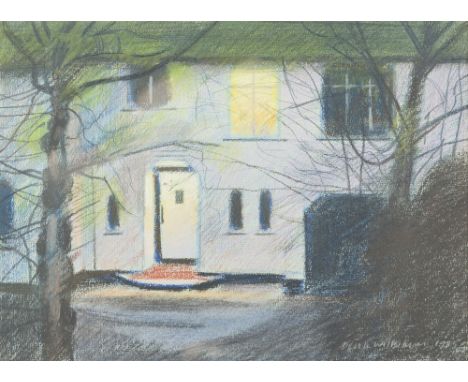 DEREK WILKINSON (1929-2001) PASTEL DRAWING House with light on in upstairs bedroom Signed and dated 1985 9" x 12 ½" (22.9cm x