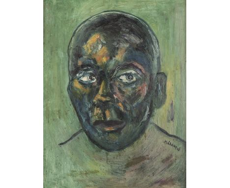 •LAWRENCE JAMES ISHERWOOD (1917 - 1988) OIL PAINTING ON BOARD Face portrait, 'Old Black Man' Signed, titled, numbered 374, si