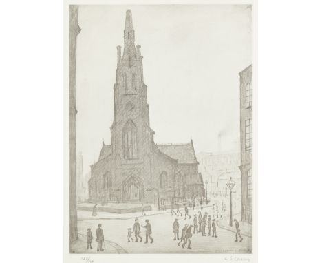 •L.S. LOWRY ARTIST SIGNED LIMITED EDITION PRINT OF A PENCIL DRAWING 'St Simon's Church', Salford An edition of 300 Signed and