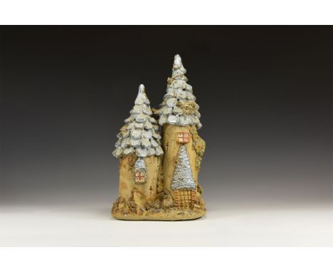 20th century AD. A part-glazed ceramic castle model by Ceramic Art.  1.4 kg, 26cm (10 1/4"). Property of an Essex collector; 