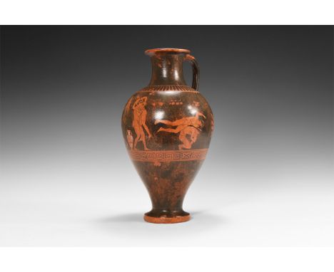 20th century AD. A ceramic jug with flared rim, leaf pattern to the shoulder, scrolled handle with acanthus leaf pattern belo