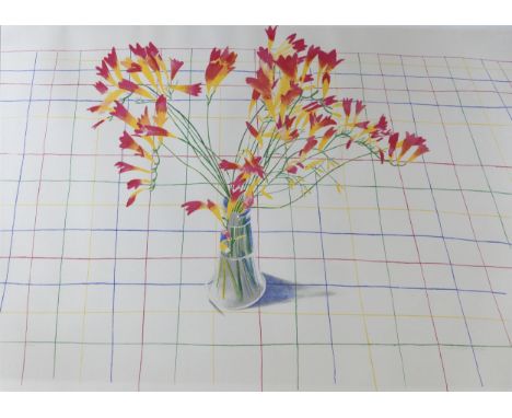 Glynn Boyd Harte (1948-2003): 'Freesias', a limited edition lithograph, 20/100, signed lower right corner, 60.5 by 84cm, fram