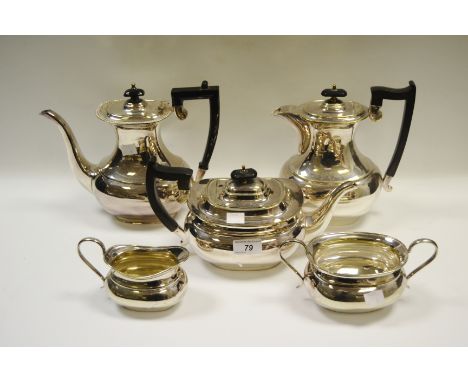 Silver-Plated Ware - a silver plated four piece tea service; a silver-plated coffee pot (5)