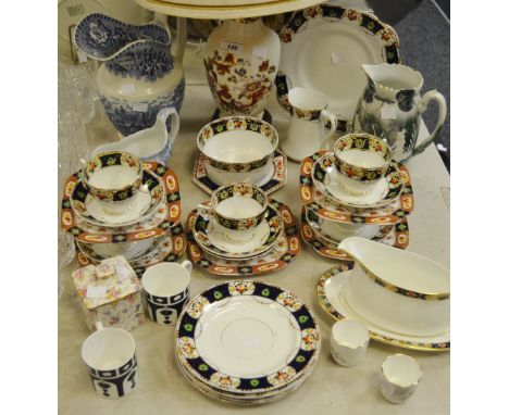 Ceramics - a Masons Mandalay pattern table lamp; a Staffordshire part tea service; a Royal Crown Derby Rutland pattern sauce 