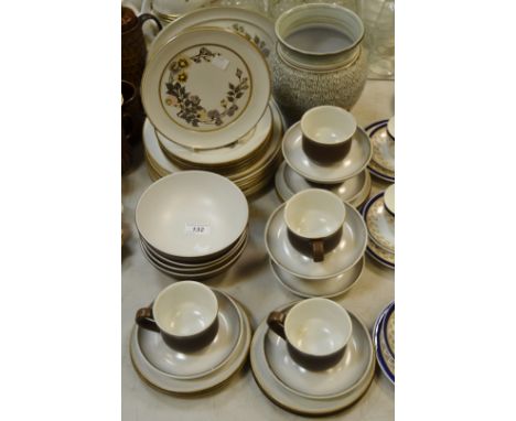 A large textured Denby vase; part Denby tea and dinner service, printed with flowers and foliage;  etc.