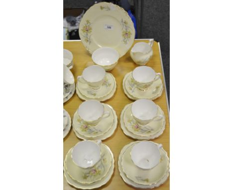 A part Colclough tea service for six, comprising cream jug, side plates; etc 