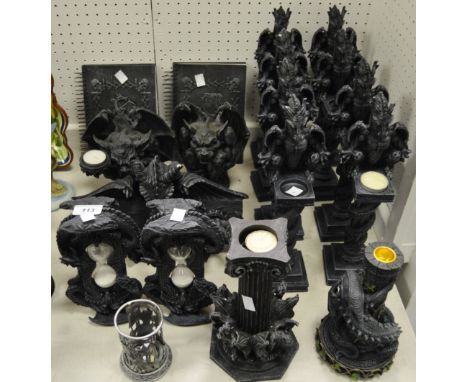 Nemesis Now - eight Dragon tea light holders; two hourglasses; note pads; etc.