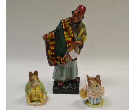 A Royal Doulton figure, Carpet Seller HN1464; Beswick Beatrix Potter figures, Samuel Whiskers; Mrs Tittlemouse, gold back sta