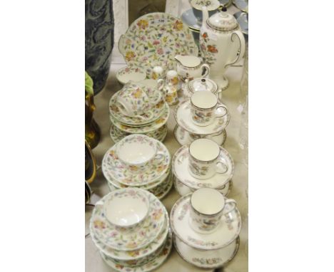 Teawares - a Wedgwood Kutani Crane pattern part coffee service; a Minton Haddon Hall pattern part tea service (2) 