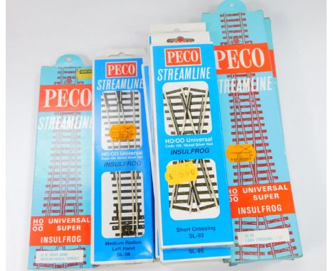 Peco Streamline HO/OO Universal Code-100 Nickel Silver Rail, SL-93 Short Crossing, SL-94 Long Crossing, SL-95 R/H Medium Turn