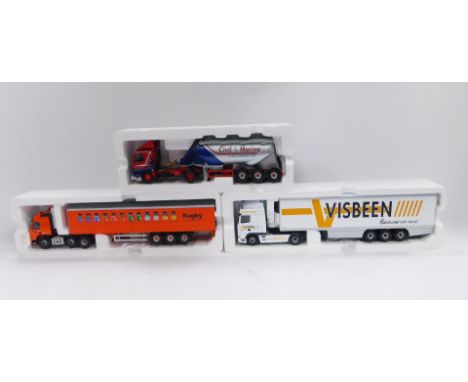 Corgi die cast 1:50 scale advertising lorries, Zisben Because We Care CC1205 fridge trailer, Rugby and Cyril Knowles, boxed. 