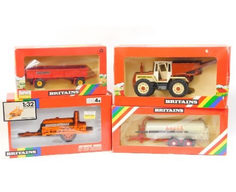 Britains die cast farm vehicles., comprising an NB TEAC 1500 tractor with detachable tipper hopper, 1-32 Superspray tanker, B