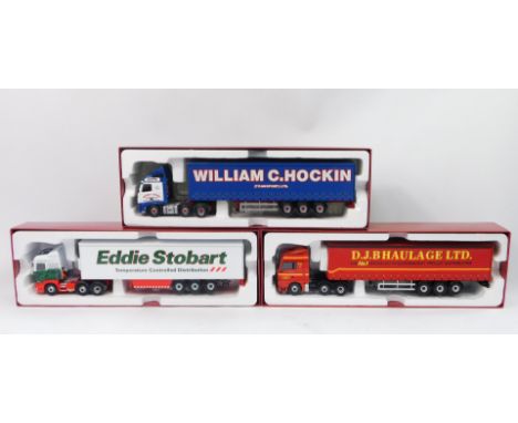 Corgi limited edition diecast 1:50 scale Hauliers of Renown Lorries, DJB Haulage, Eddie Stobart, Scania bridge trailer and Wi