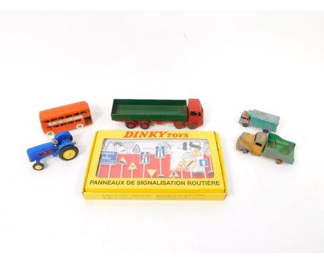 Dinky die cast vehicles etc., a Leyland Octopus in red, yellow and green colourway, a Commer Lesney refrigerator truck, Dinky