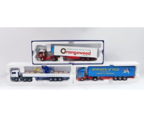 Corgi die cast 1:50 scale lorries, limited edition Hauliers of Renown RDL, Grangewood and Knights of Old, boxed. (3)