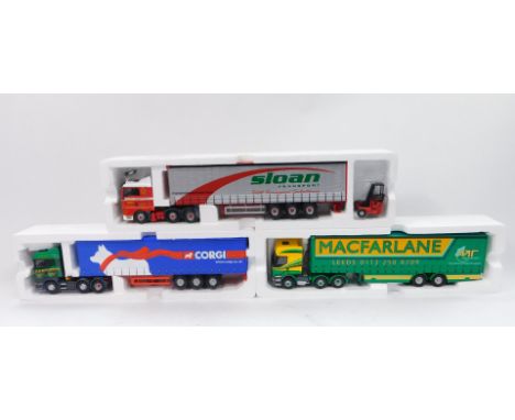 Corgi die cast 1:50 scale lorries, Limited Edition Sloan Transport, MacFarlane and Ellis, boxed. (3)