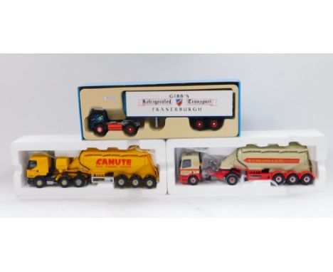 Corgi die cast 1:50 scale lorries, Gibb's, W H Higgins and Sons and Canute, boxed.  (3)