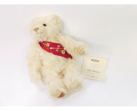 A Merrythought Regal Splendour Coronation bear, 1953-2003, with sash, labelled and stitched under feet, with certificate, 33c