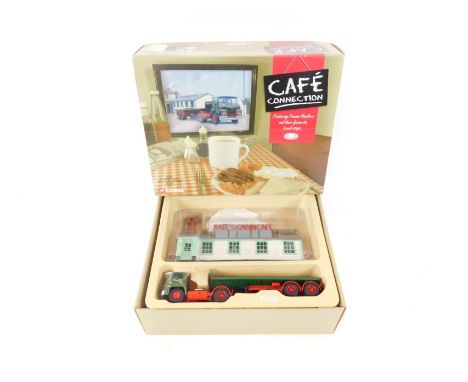 A Corgi Cafe Connection diecast model, of a Guy invisible twin axle trailer McCall and Greenshields, Kate's Cabin, limited ed