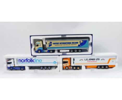 Corgi die cast 1:50 scale advertising lorries, L E Jones Ltd, Norfolk Line CC12204 and Hauliers of Renown limited edition Caf