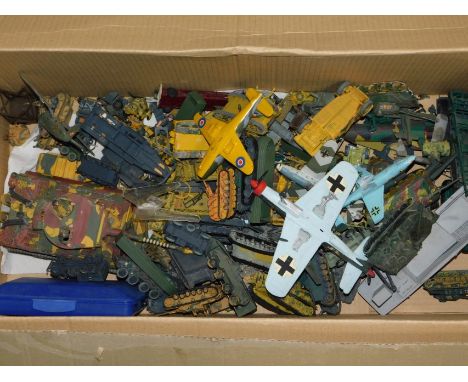 Assorted toys, army vehicles, tanks etc. mainly plastic, including an RO3 tank, various aeroplanes etc. (a quantity)