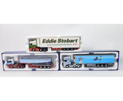 Corgi die cast 1:50 scale advertising lorries, Limited Edition DAF 105 fridge trailer, Scania fuel tanker tailer and Eddie St