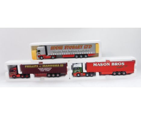 Corgi boxed die cast 1:50 scale advertising lorries, Mason Bros., Phillips of Seahouses Ltd and 25th Anniversary Eddie Stobar