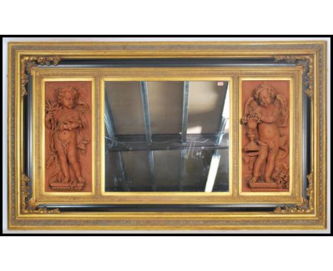 An exceptional large triptych mirror of stunning quality. This large one off individual item with central bevelled mirror fla