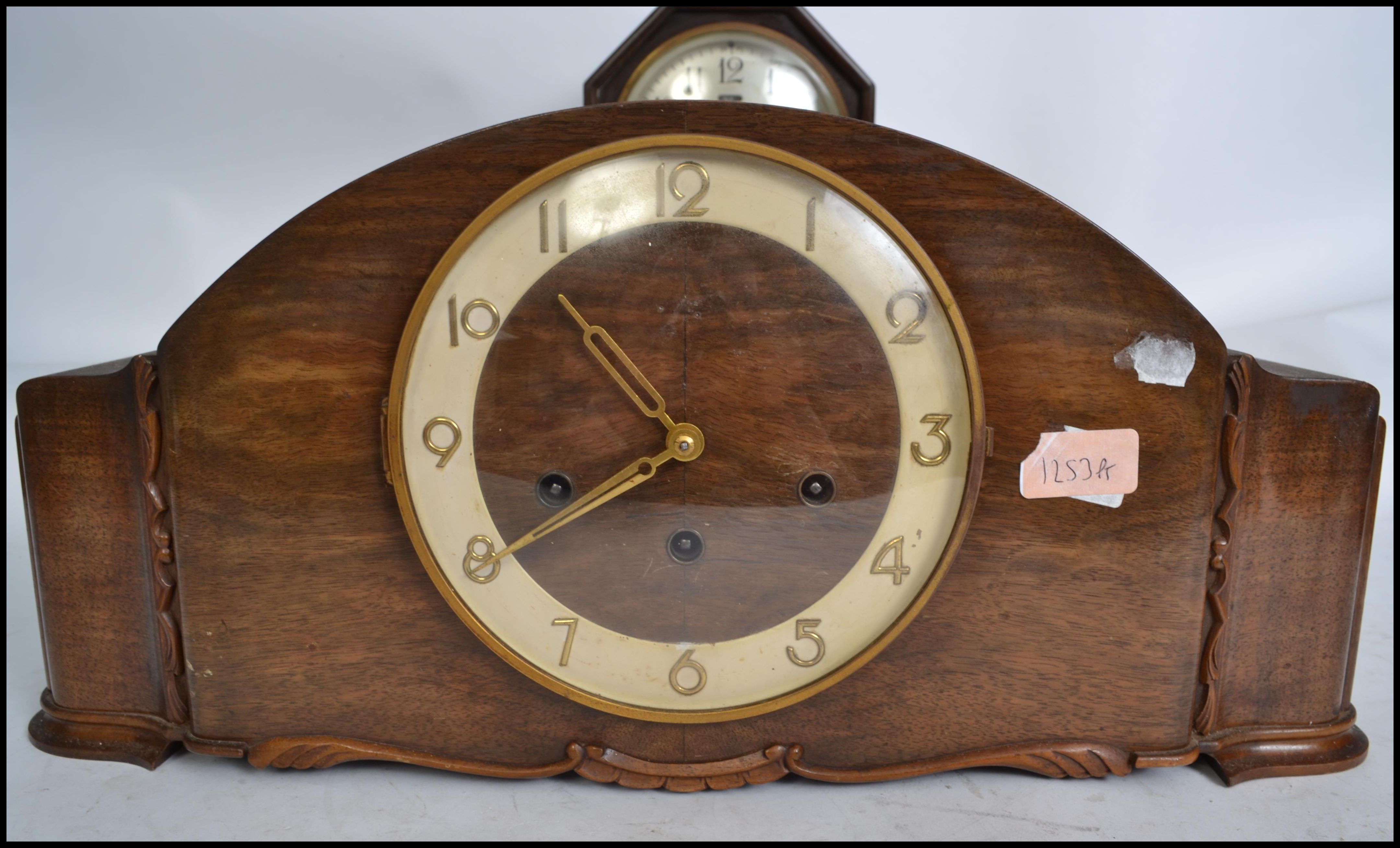 A 1930's Art Deco large Westminster Chime mantel clock together with an